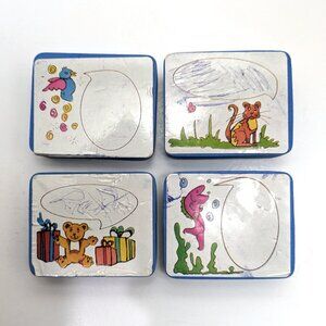 4 Vintage 90s Animal Talk Rubber Stamps Balloon Sayings Cute Kidcore Collectible